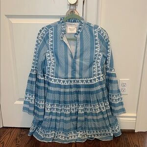Hyacinth House Blue and White Geometric Tunic Dress NWT